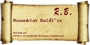 Rosenblat Balázs névjegykártya